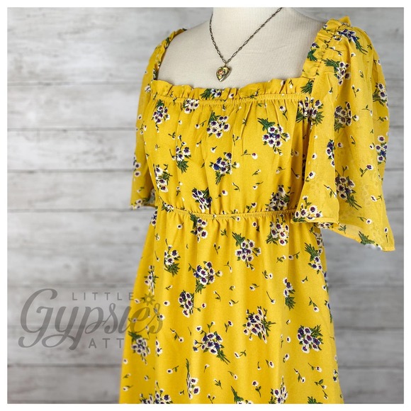 Little Flower Yellow Babydoll Dress - Picture 4 of 8